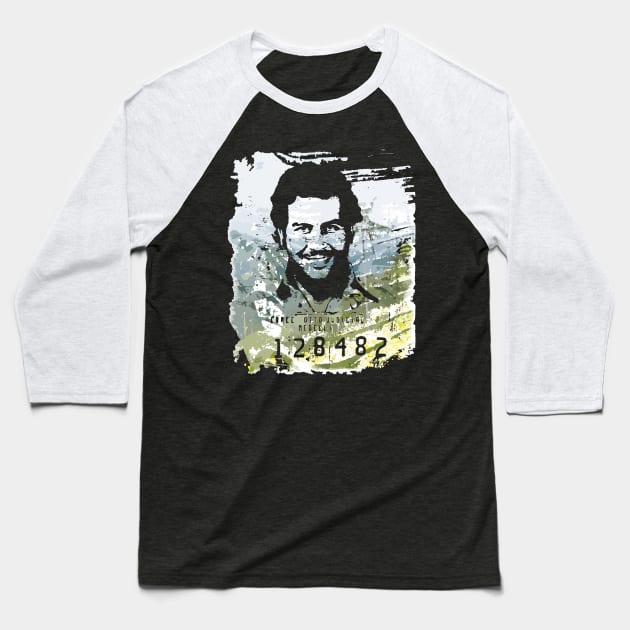 Pablo Escobar Narcos Design Baseball T-Shirt by boobear_studio